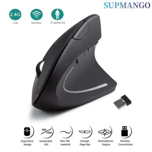 ماوس عمودي لاسلكي مريح - 2.4 واي فاي - ازرار اضافية - يعمل مع وصلة USB